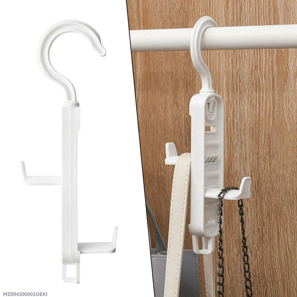 Multi-Purpose Adjustable Closet Hook Hanger for Bags, Belts & Accessories (White)