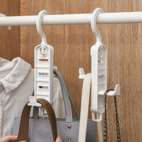 Multi-Purpose Adjustable Closet Hook Hanger for Bags, Belts & Accessories (White)