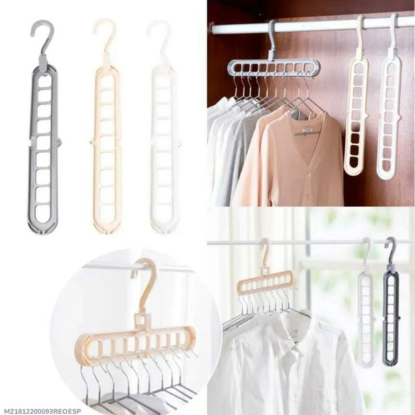 Multi-Hole Space Saving Magic Hanger – 9-Hole Folding Closet Organizer (Set of 1)