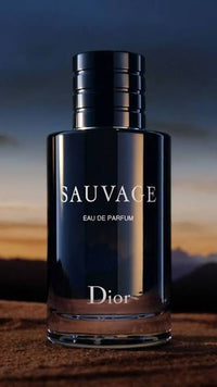 Dior Sauvage bottle at sunset in the desert